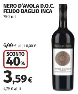 Coop Nero d'avola D.O.C. feudo baglio inca offerta