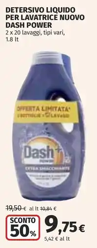 Coop Detersivo liquido per lavatrice nuovo DASH POWER offerta