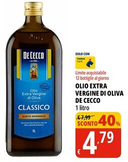 Tigros Olio extra vergine di oliva DE CECCO offerta