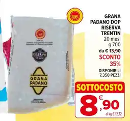 Iperal Grana padano dop riserva trentin offerta