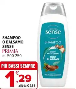 Iperal Shampoo o balsamo sense PRIMIA offerta
