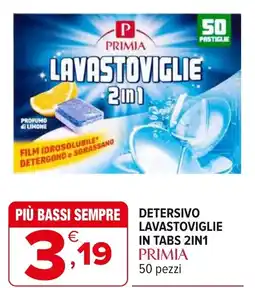 Iperal Detersivo lavastoviglie in tabs 2in1 PRIMIA 50 pezzi offerta