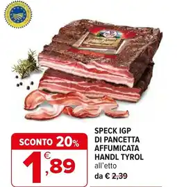Iperal Speck igp di pancetta affumicata handl TYROL offerta