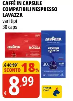 Tigros Caffè in capsule compatibili nespresso LAVAZZA offerta