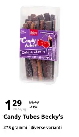 Action Candy Tubes Becky's offerta