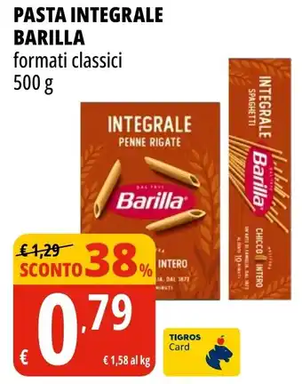 Tigros Pasta integrale BARILLA offerta