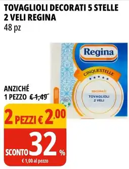 Tigros Tovaglioli decorati 5 stelle 2 veli REGINA 48 pz offerta