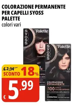 Tigros Colorazione permanente per capelli syoss PALETTE offerta
