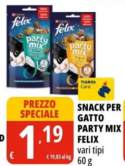 Tigros Snack per gatto party mix FELIX offerta