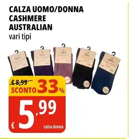 Tigros Calza uomo/donna cashmere AUSTRALIAN offerta