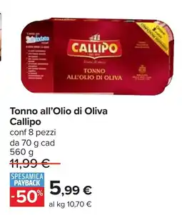 Carrefour Tonno all'Olio di Oliva Callipo offerta