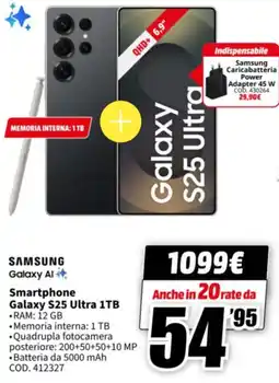 MediaWorld SAMSUNG Smartphone Galaxy S25 Ultra 1TB offerta