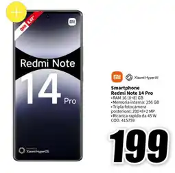 MediaWorld Xiaomi Smartphone Redmi Note 14 Pro offerta