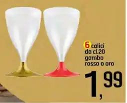 Famila Superstore 6 calici da gambo rosso o oro offerta