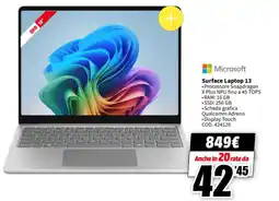 MediaWorld Microsoft Surface Laptop 13 offerta