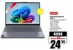 MediaWorld Lenovo Notebook IdeaPad Slim 3 offerta