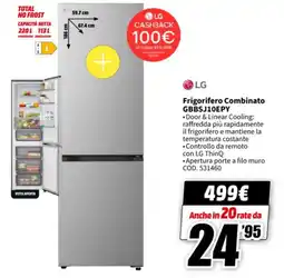 MediaWorld LG Frigorifero Combinato GBBSJ10EPY offerta
