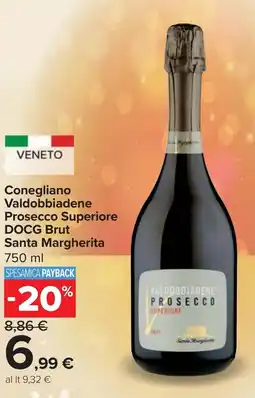 Carrefour Conegliano Valdobbiadene Prosecco Superiore DOCG Brut Santa Margherita offerta
