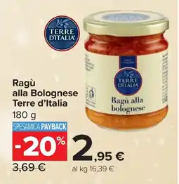 Carrefour Ragù alla Bolognese TERRE D'ITALIA offerta