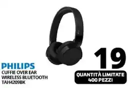 Comet PHILIPS CUFFIE OVER EAR WIRELESS BLUETOOTH TAH4209BK offerta
