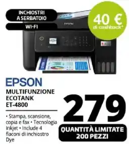 Comet EPSON MULTIFUNZIONE ECOTANK ET-4800 offerta