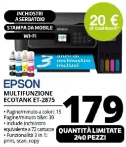 Comet EPSON MULTIFUNZIONE ECOTANK ET-2875 offerta