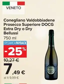 Carrefour Conegliano Valdobbiadene Prosecco Superiore DOCG Extra Dry o Dry BELLUSI offerta