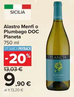 Carrefour Alastro Menfi o Plumbago DOC Planeta offerta