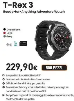 Unieuro amazfit T-Rex 3 Ready-for-Anything Adventure Watch offerta