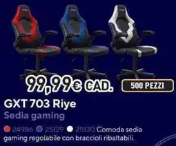 Unieuro GXTrust GXT 703 Riye Sedia gaming offerta