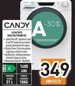 Unieuro CANDY LAVATRICE HES4104TWMB10S offerta
