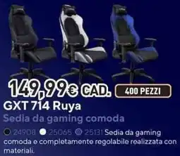 Unieuro GXTrust GXT 714 Ruya Sedia da gaming comoda offerta