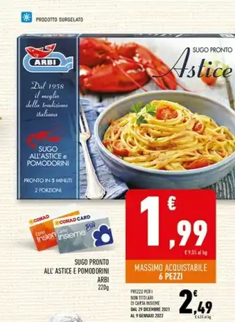 Conad Superstore Sugo pronto all'astice e pomodorini offerta