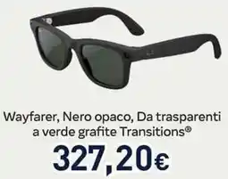 Unieuro Ray-Ban Wayfarer, Nero opaco, Da trasparenti a verde grafite Transitions offerta