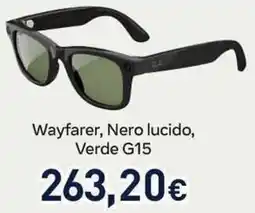 Unieuro Ray-Ban Wayfarer, Nero lucido, Verde G15 offerta