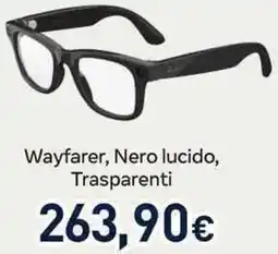 Unieuro Ray-Ban Wayfarer, Nero lucido, Trasparenti offerta
