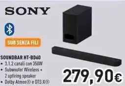 Unieuro SONY SOUNDBAR HT-BD60 offerta