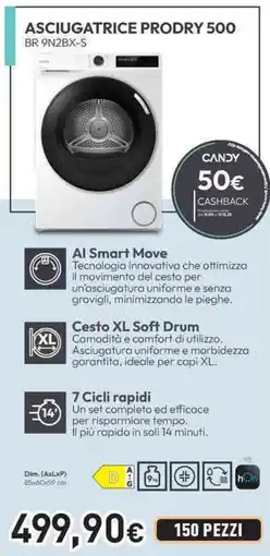 Unieuro CANDY ASCIUGATRICE PRODRY 500 BR 9N2BX-S offerta