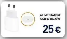 Unieuro Alimentatore usb-c da 20W offerta