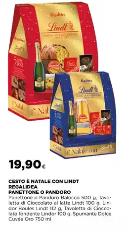 Ipercoop Cesto è natale con lindt regalidea panettone o pandoro offerta