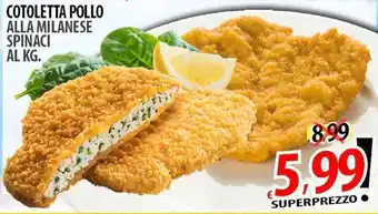 Cotoletta pollo alla milanese spinaci