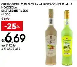 Bennet Cremoncello di sicilia al pistacchio o alla nocciola DISTILLERIE RUSSO offerta
