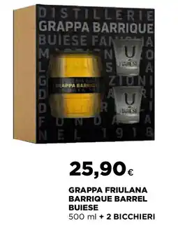 Ipercoop Grappa friulana barrique barrel buiese + 2 bicchieri offerta
