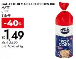 Bennet Gallette di mais le pop corn bio MATT offerta