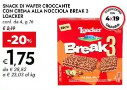 Bennet Snack di wafer croccante con crema alla nocciola break 3 LOACKER offerta