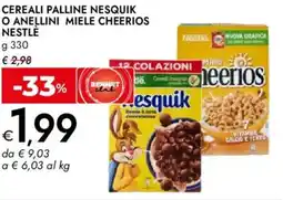 Bennet Cereali palline nesquik o anellini miele cheerios NESTLÉ offerta
