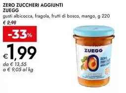 Bennet Zero zuccheri aggiunti ZUEGG offerta