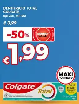 Bennet Dentifricio total COLGATE offerta