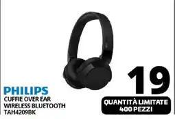 Comet PHILIPS CUFFIE OVER EAR WIRELESS BLUETOOTH TAH4209BK offerta