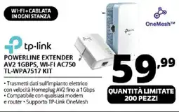 Comet +tp-link POWERLINE EXTENDER 99 AV2 1GBPS, WI-FI AC750 TL-WPA7517 KIT offerta